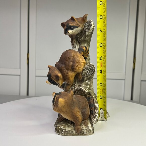 Vintage Homco Masterpiece Porcelain Three Raccoons On Tree 8" Figurine - 1978 - Picture 8 of 10